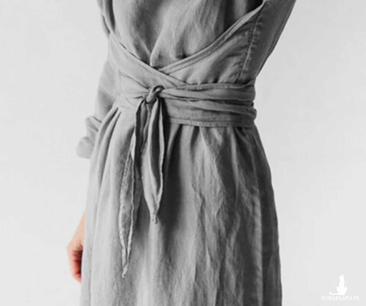 szara  sukienka oversize bawełna  z lnem 38